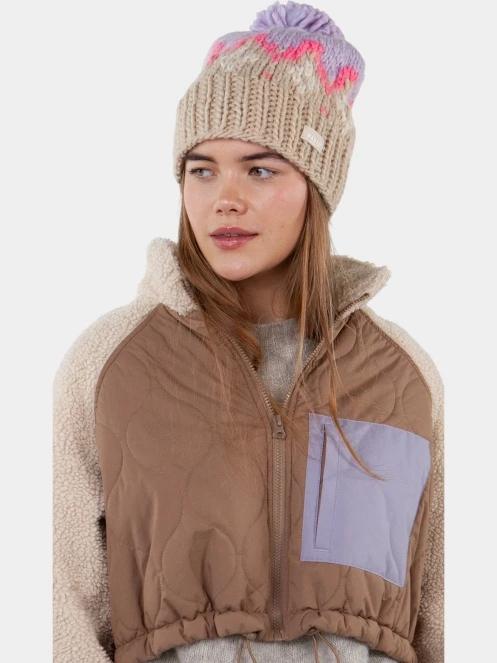 Barts Curley Beanie női bojtos sapka homok színben 4