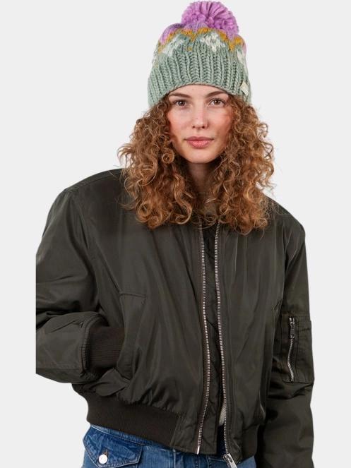 Barts Curley Beanie női bojtos sapka zöld színben 4