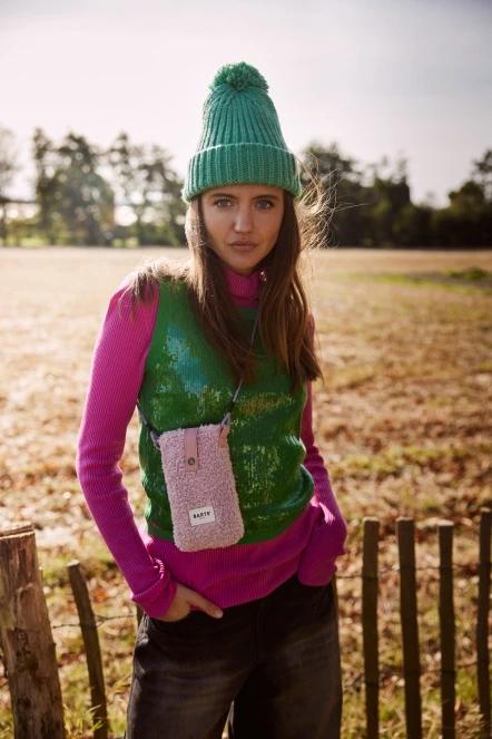 Barts Joansy Beanie női bojtos sapka zöld színben 5