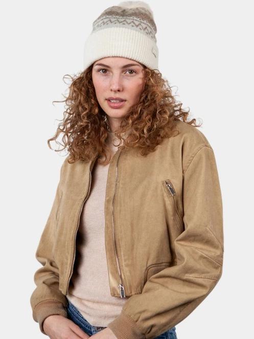 Barts Woodstar Beanie női bojtos sapka homok színben 3