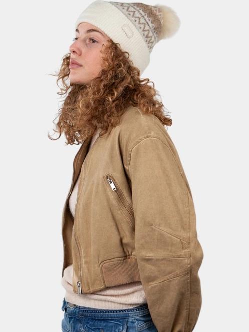 Barts Woodstar Beanie női bojtos sapka homok színben 4