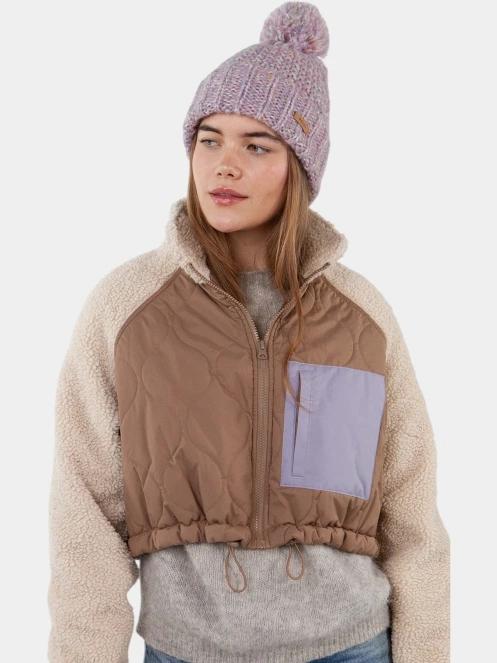 Barts Aitane Beanie női bojtos sapka lila színben 3