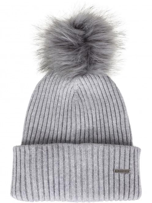 Barts Kenzie Beanie női bojtos sapka szürke színben 2