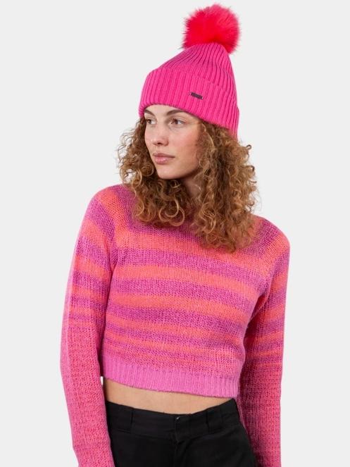 Barts Kenzie Beanie női bojtos sapka magenta színben 3