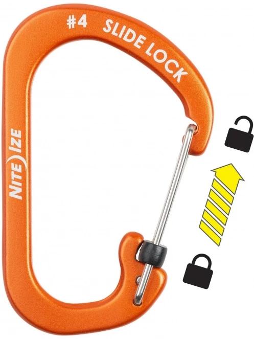 Niteize SlideLock® reteszelhető alumínium karabiner #4 karabiner narancssárga színben 2
