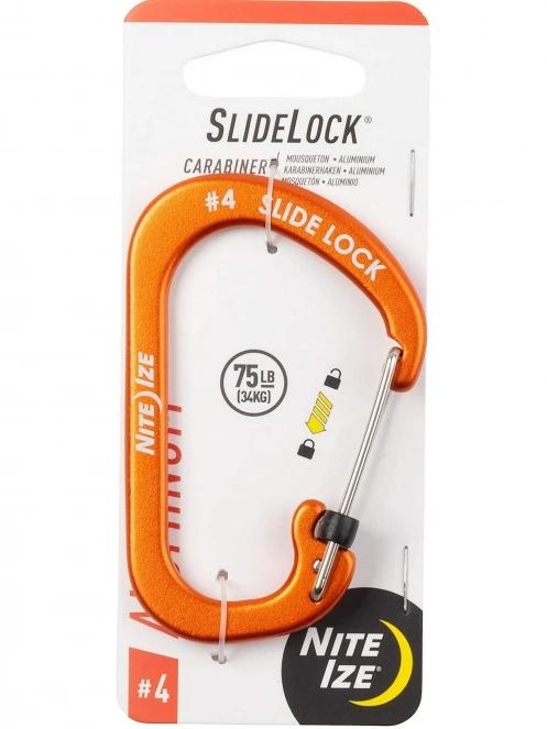 Niteize SlideLock® reteszelhető alumínium karabiner #4 karabiner narancssárga színben 4