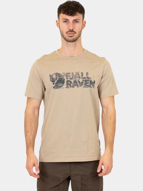 Fjallraven Lush Logo T-shirt M férfi rövid ujjú póló homok színben 2