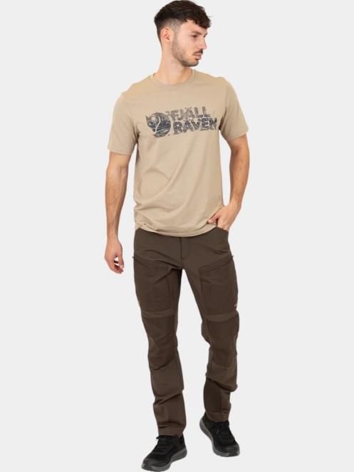 Fjallraven Lush Logo T-shirt M férfi rövid ujjú póló homok színben 5