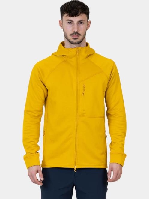 Fjallraven Abisko Grid Fleece Hoodie M férfi kapucnis pulóver sárga színben 2