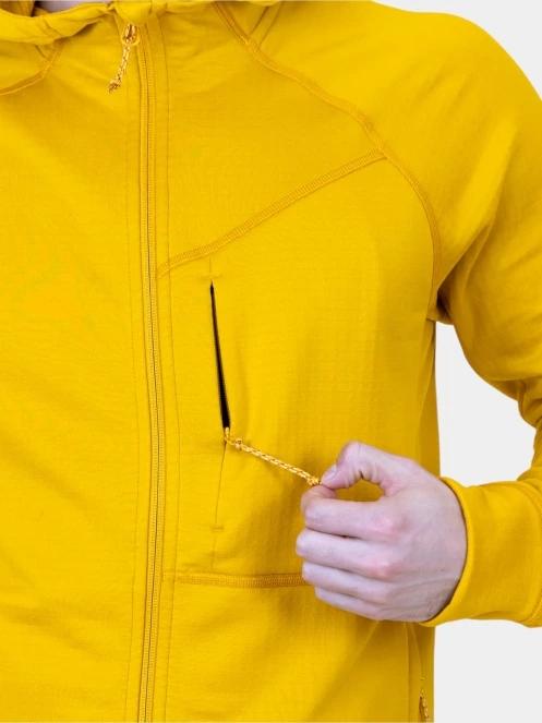 Fjallraven Abisko Grid Fleece Hoodie M férfi kapucnis pulóver sárga színben 6