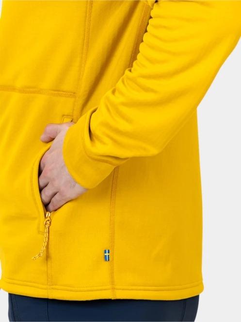 Fjallraven Abisko Grid Fleece Hoodie M férfi kapucnis pulóver sárga színben 7