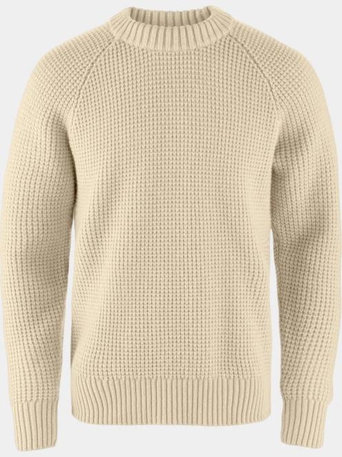 Fjallraven Övik Waffle Knit M férfi kötött pulóver homok színben 2