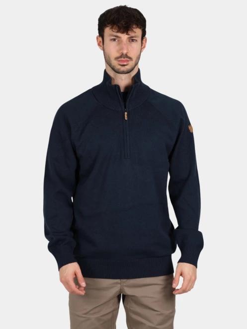 Fjallraven Övik Lite Half Zip M férfi kötött pulóver sötétkék színben 2