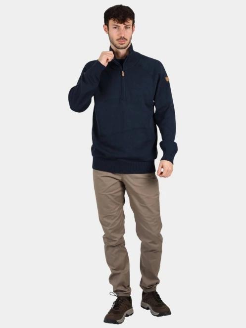 Fjallraven Övik Lite Half Zip M férfi kötött pulóver sötétkék színben 5
