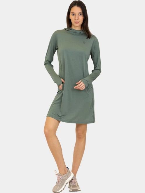 Fjallraven Abisko Sun-hoodie Dress W női pulóverruha zöld színben 5