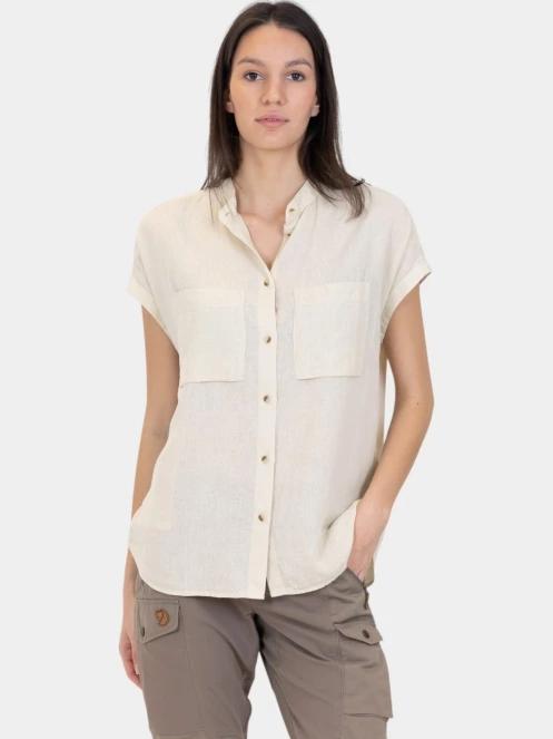 Fjallraven Övik Hemp Shirt SS W női rövid ujjú ing fehér színben 2