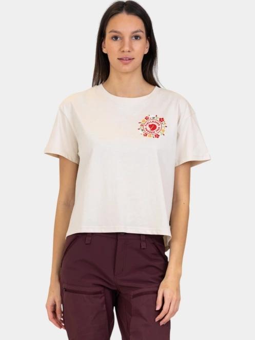 Fjallraven Fjällblomster Logo T-shirt W női crop top fehér színben 2