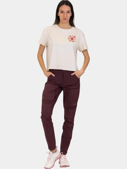 Fjallraven Fjällblomster Logo T-shirt W női crop top fehér színben 5