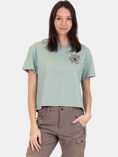 Fjallraven Fjällblomster Logo T-shirt W női crop top zöld színben 2
