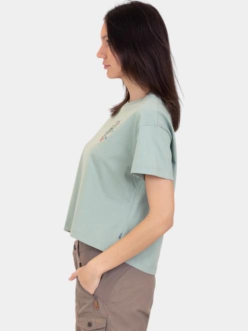 Fjallraven Fjällblomster Logo T-shirt W női crop top zöld színben 3