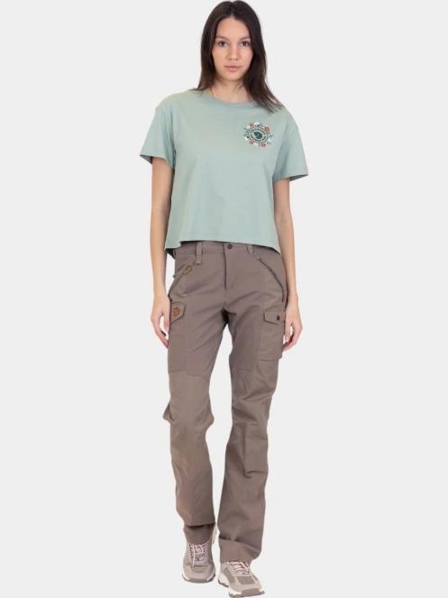 Fjallraven Fjällblomster Logo T-shirt W női crop top zöld színben 5