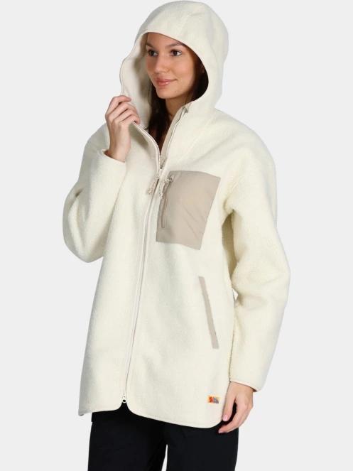 Fjallraven Vardag Pile Fleece Long W női kapucnis pulóver homok színben 6