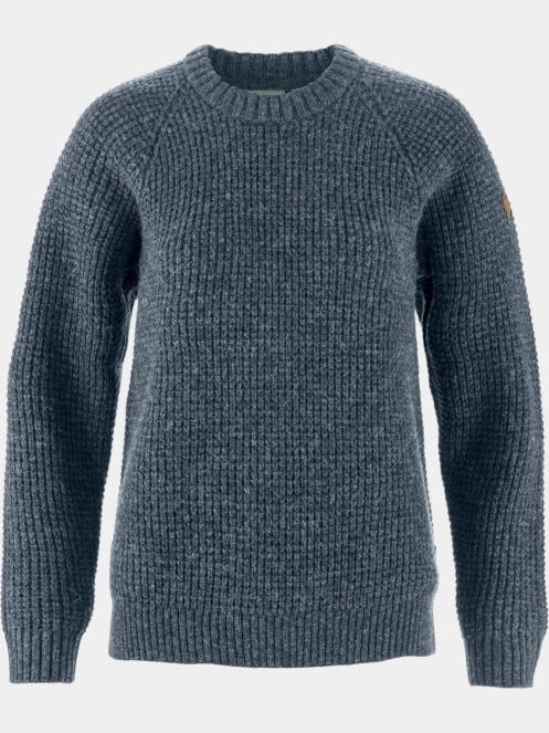 Fjallraven Övik Waffle Knit W női kötött pulóver sötétkék színben 2