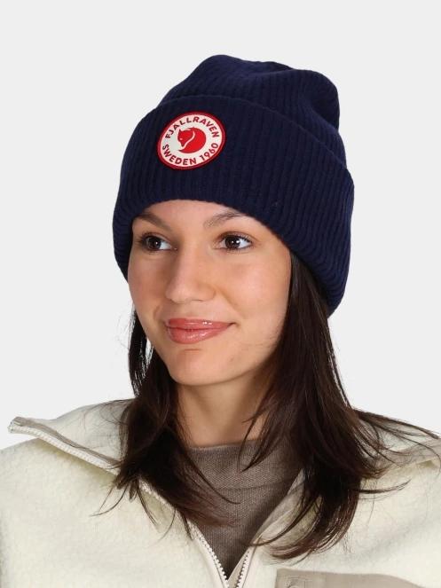 Fjallraven 1960 Logo Hat kötött sapka sötétkék színben 3