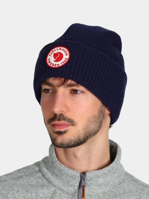 Fjallraven 1960 Logo Hat kötött sapka sötétkék színben 5