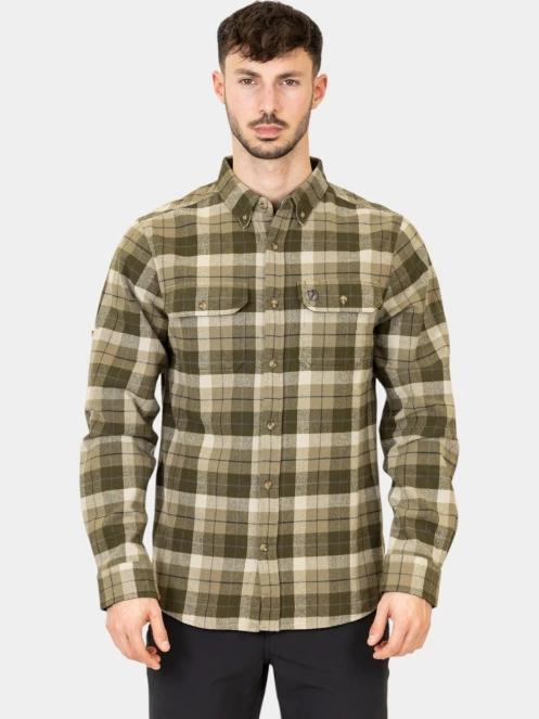 Fjallraven Singi Heavy Flannel Shirt M férfi hosszú ujjú túraing zöld színben 2