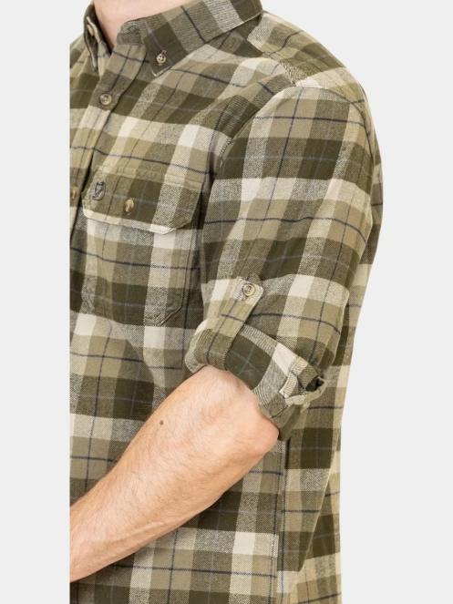 Fjallraven Singi Heavy Flannel Shirt M férfi hosszú ujjú túraing zöld színben 7