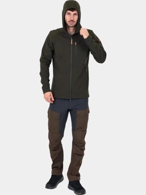 Fjallraven Keb Fleece Hoodie M férfi kapucnis pulóver zöld színben 6