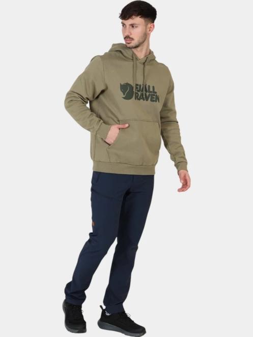 Fjallraven Fjällräven Logo Hoodie M férfi kapucnis pulóver oliva színben 6