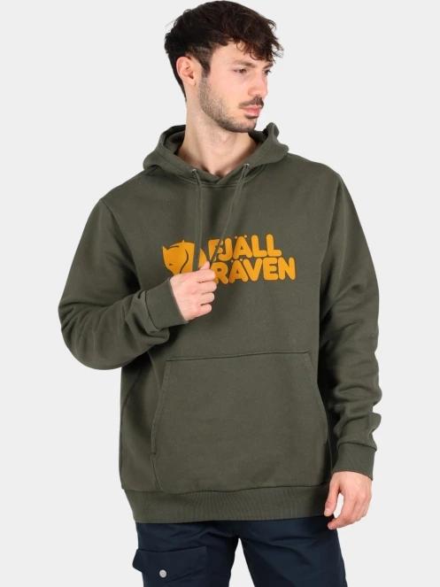 Fjallraven Fjällräven Logo Hoodie M férfi kapucnis pulóver zöld színben 2