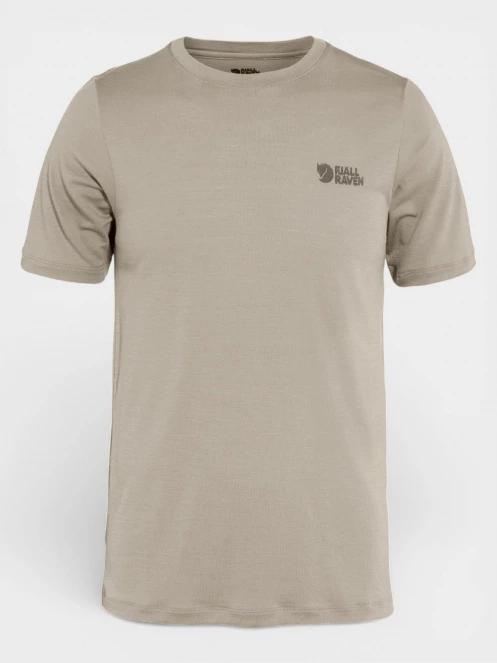 Fjallraven Abisko Wool Logo SS M férfi rövid ujjú sport póló homok színben 2