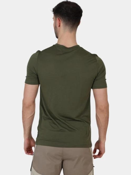 Fjallraven Abisko Wool SS M férfi rövid ujjú sport póló zöld színben 4