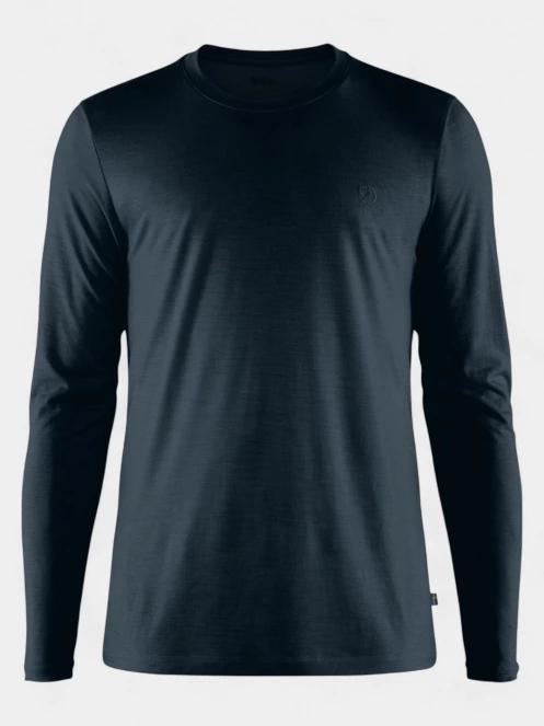 Fjallraven Abisko Wool LS M férfi hosszú ujjú sport póló sötétkék színben 7