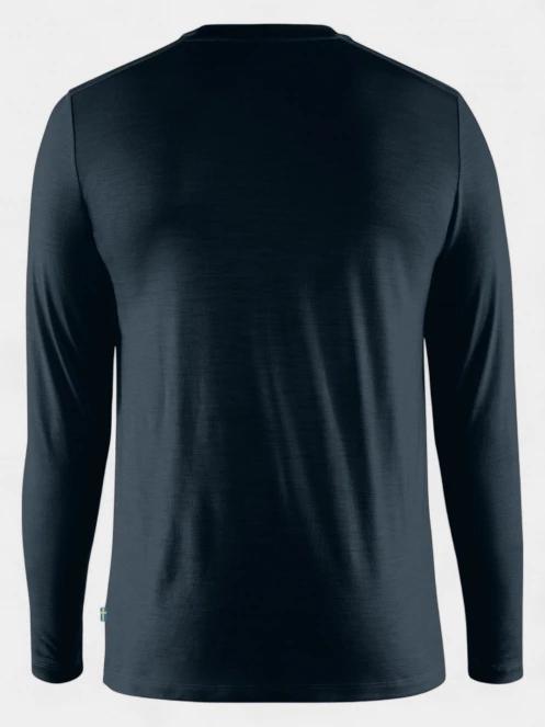 Fjallraven Abisko Wool LS M férfi hosszú ujjú sport póló sötétkék színben 8