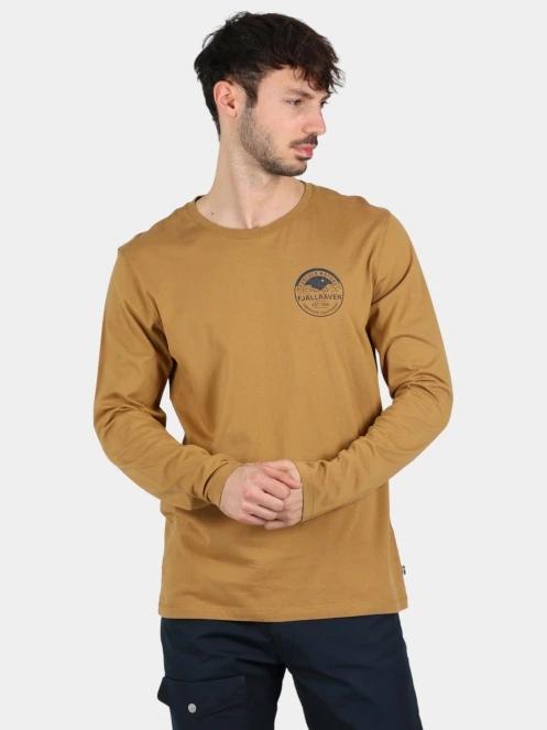Fjallraven Forever Nature Badge LS M férfi hosszú ujjú póló barna színben 2