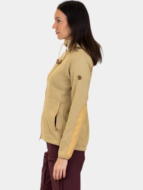 Fjallraven Övik Fleece Hoodie W női kapucnis pulóver homok színben 3