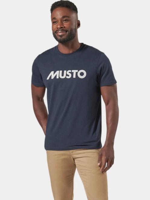 Musto M Musto Logo Ss Tee férfi rövid ujjú póló sötétkék színben 2