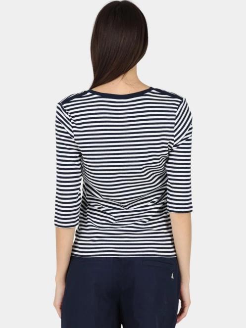 Musto W Classic V-Neck Stripe Tee női rövid ujjú póló sötétkék színben 4