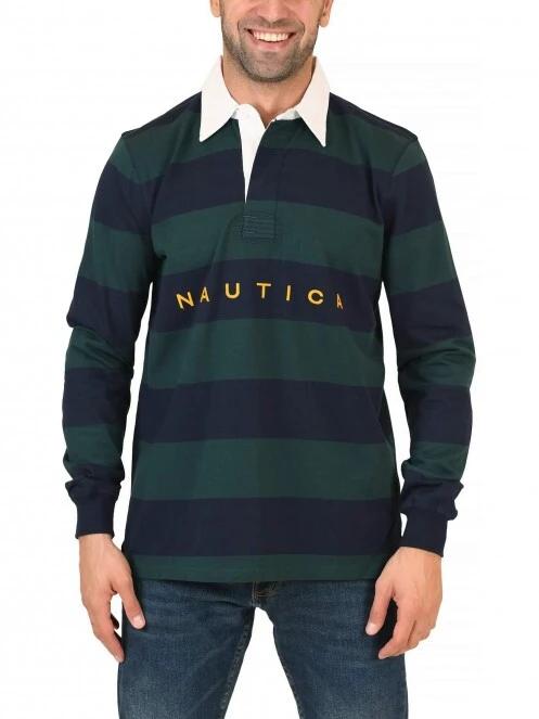 Nautica Brute Rugby Shirt férfi galléros póló zöld színben 2