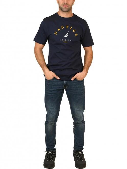 Nautica Schooner T-Shirt férfi rövid ujjú póló sötétkék színben 5
