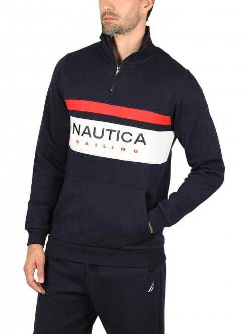 Nautica Colton 1/4 Zip Top férfi pulóver sötétkék színben 2