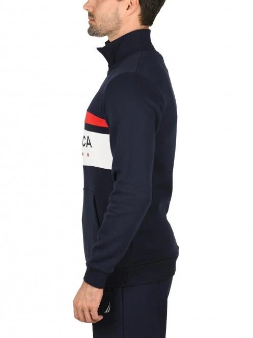 Nautica Colton 1/4 Zip Top férfi pulóver sötétkék színben 3