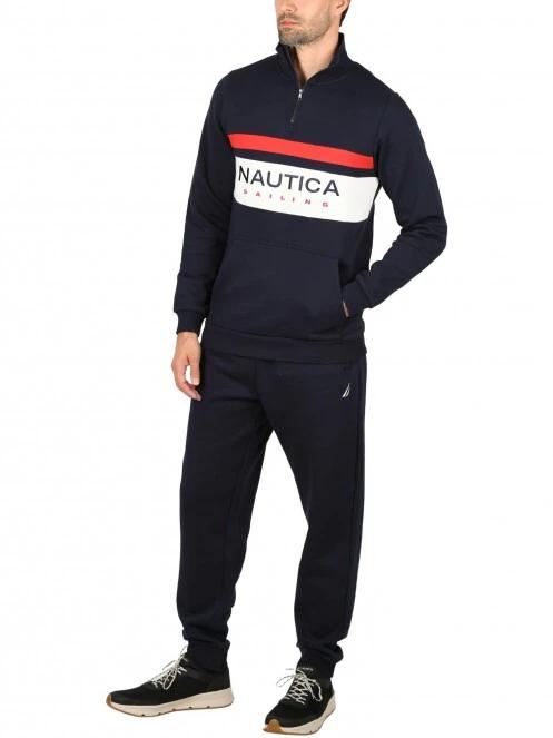 Nautica Colton 1/4 Zip Top férfi pulóver sötétkék színben 5