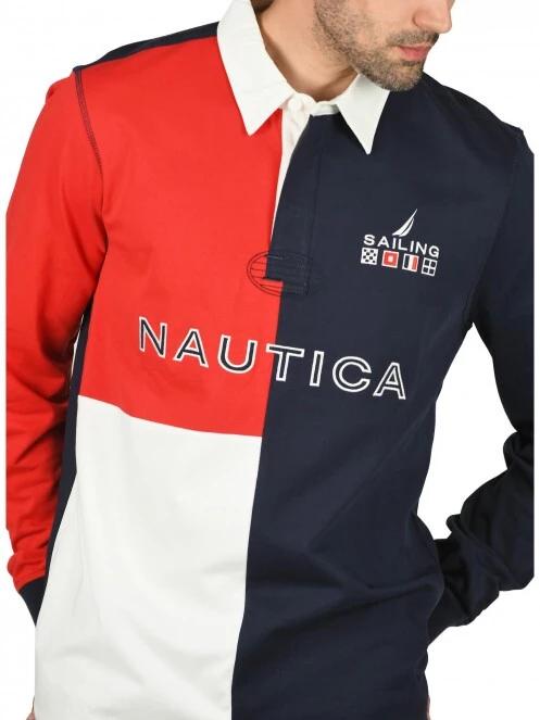 Nautica Nolan Rugby Shirt férfi hosszú ujjú galléros póló sötétkék színben 5
