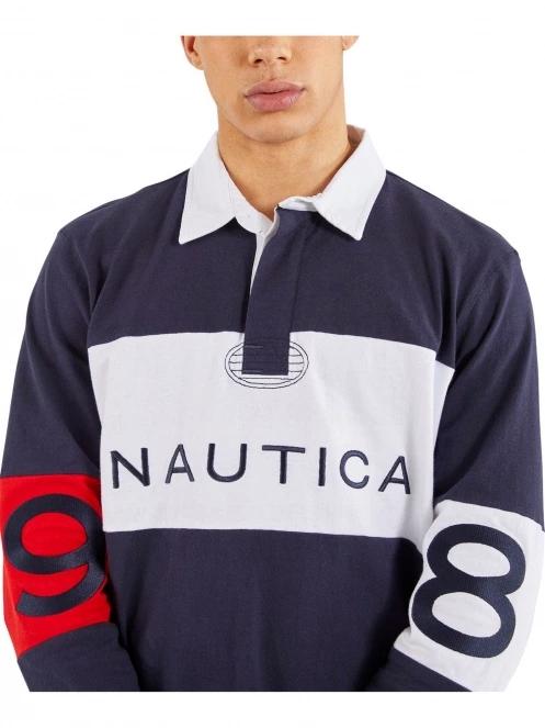 Nautica Beckett Rugby Shirt férfi hosszú ujjú galléros póló sötétkék színben 5