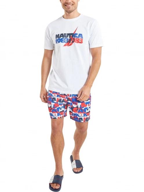 Nautica Omari 6” Swim Short férfi beach short piros színben 4
